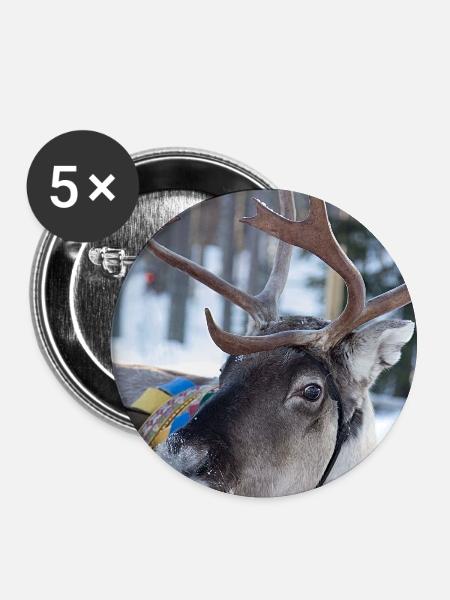Reindeer - Buttons large 2.2''/56 mm (5-pack) - white