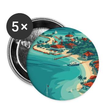 Erleben Sie die Bahamas und Nassau – tropisches Paradies - Buttons groß 56 mm (5er Pack) - Weiß - Vorne