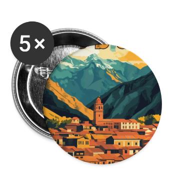 Découvrez Cusco vibrant au Pérou - Art de voyage - Lot de 5 grands badges (56 mm) - blanc - Devant