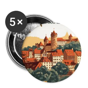 Découvrez le superbe joyau historique de Nuremberg en Allemagne - Lot de 5 grands badges (56 mm) - blanc - Devant