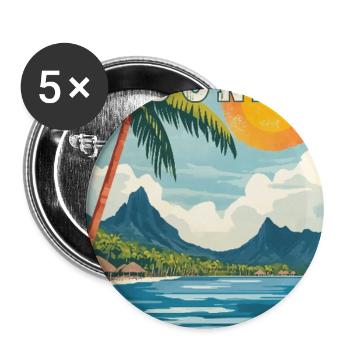 Erkunden Sie tropische Moorea in Französisch-Polynesien - Buttons groß 56 mm (5er Pack) - Weiß - Vorne