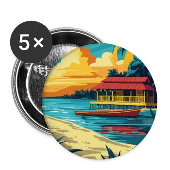 Entdecken Sie das tropische Paradies von Belize - Buttons groß 56 mm (5er Pack) - Weiß - Vorne