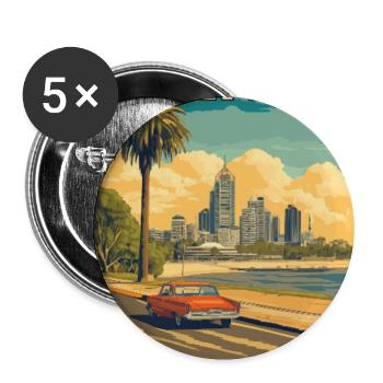 Erleben Sie City by the Swan River Perth in Australien - Buttons groß 56 mm (5er Pack) - Weiß - Vorne