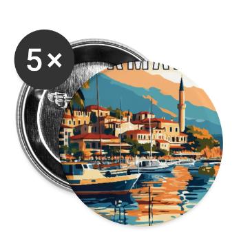 Entdecken Sie bezaubernde Marmaris in der Türkei - Buttons groß 56 mm (5er Pack) - Weiß - Vorne
