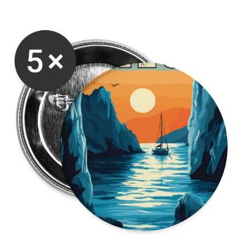 Découvrez la beauté époustouflante de Milos en Grèce - Lot de 5 grands badges (56 mm) - blanc - Devant