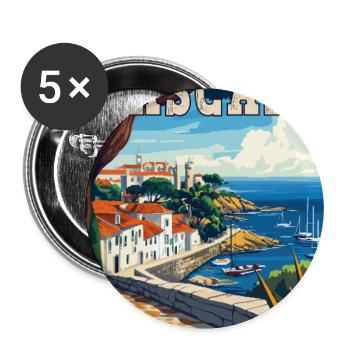Découvrez la beauté côtière de Cascais au Portugal - Lot de 5 grands badges (56 mm) - blanc - Devant