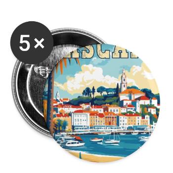 Découvrez la beauté côtière de Cascais au Portugal - Lot de 5 grands badges (56 mm) - blanc - Devant