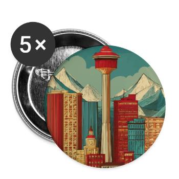 Erleben Sie die malerische Stadtlandschaft von Calgary in Kanada - Buttons groß 56 mm (5er Pack) - Weiß - Vorne