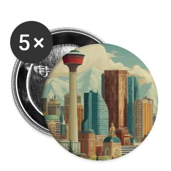 Entdecken Sie die malerische Stadtlandschaft von Calgary in Kanada - Buttons groß 56 mm (5er Pack) - Weiß - Vorne