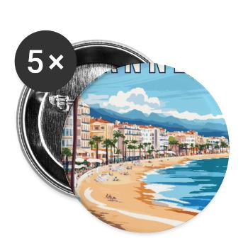 Discover French Riviera and Cannes in France - Buttons large 2.2''/56 mm (5-pack) - white - Front