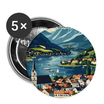 Discover Lakeside Beauty of Gmunden in Austria - Buttons large 2.2''/56 mm (5-pack) - white - Front