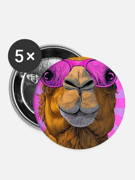 Kamel - Buttons groß 56 mm (5er Pack) - Weiß