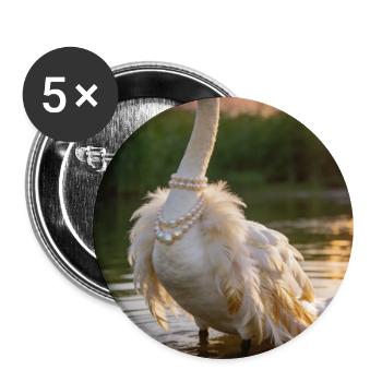 Pearl Swan in Sunset - Buttons large 2.2''/56 mm (5-pack) - white - Front