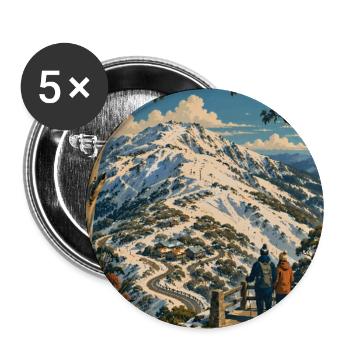 Erleben Sie den dramatischen Mount Hotham in Australien - Buttons groß 56 mm (5er Pack) - Weiß - Vorne