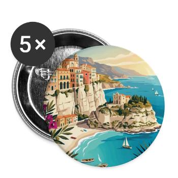 Entdecken Sie die mediterrane Atmosphäre von Tropea in Italien - Buttons groß 56 mm (5er Pack) - Weiß - Vorne