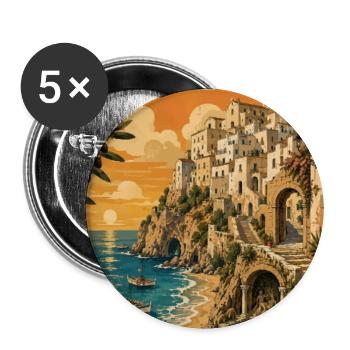 Entdecken Sie die italienische Strandstadt Sperlonga in Italien - Buttons groß 56 mm (5er Pack) - Weiß - Vorne