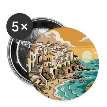 Erkunden Sie die italienische Strandstadt Sperlonga in Italien - Buttons groß 56 mm (5er Pack) - Weiß - Vorne