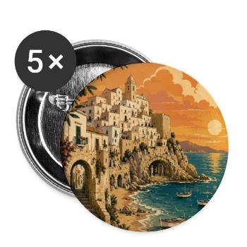 Erleben Sie die italienische Strandstadt Sperlonga, Italien - Buttons groß 56 mm (5er Pack) - Weiß - Vorne