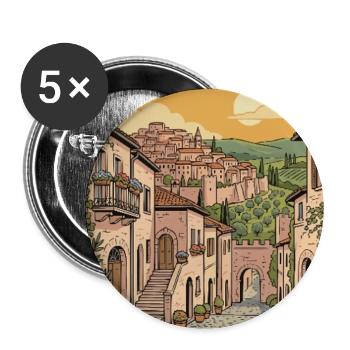 Erkunden Sie das umbrische Dorf Spello in Italien - Buttons groß 56 mm (5er Pack) - Weiß - Vorne