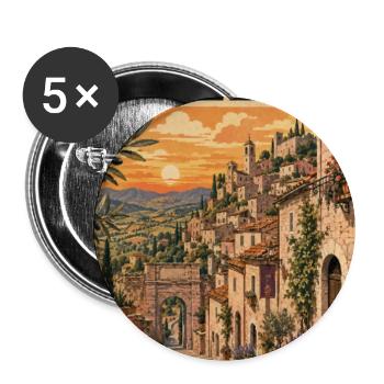 Entdecken Sie das umbrische Dorf Spello in Italien - Buttons groß 56 mm (5er Pack) - Weiß - Vorne