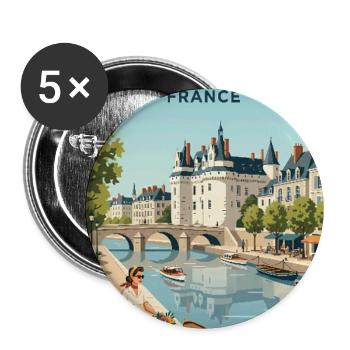 Entdecken Sie die elegante Stadt Nantes in Frankreich - Buttons groß 56 mm (5er Pack) - Weiß - Vorne