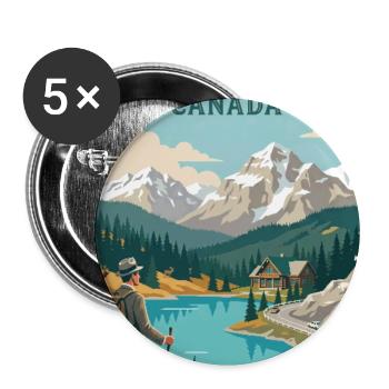 Erleben Sie Mountain Adventure und Jasper in Kanada - Buttons groß 56 mm (5er Pack) - Weiß - Vorne