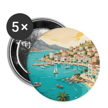 Entdecken Sie die albanische Riviera und Saranda - Buttons groß 56 mm (5er Pack) - Weiß - Vorne