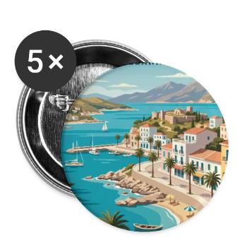 Erfahrung: Albanien Riviera und Saranda - Buttons groß 56 mm (5er Pack) - Weiß - Vorne