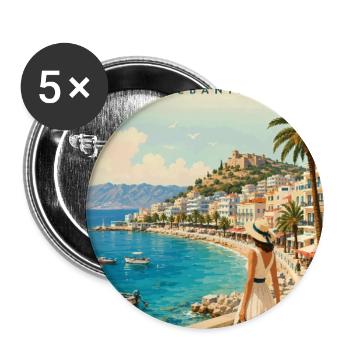 Entdecken Sie die albanische Riviera und Saranda - Buttons groß 56 mm (5er Pack) - Weiß - Vorne