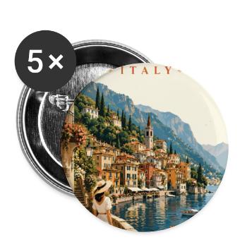 Erleben Sie den Comer See und Varenna in Italien - Buttons groß 56 mm (5er Pack) - Weiß - Vorne