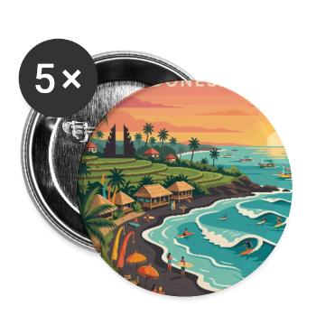 Entdecken Sie die tropische Küste, Bali und Canggu, Indonesien, - Buttons groß 56 mm (5er Pack) - Weiß - Vorne