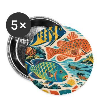 Entdecken Sie Roatán in Honduras: Retro-Karibik-Flucht - Buttons groß 56 mm (5er Pack) - Weiß - Vorne