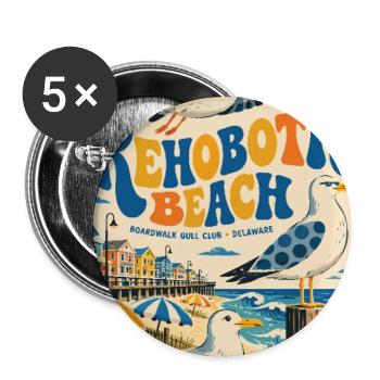 Erleben Sie Rehoboth Beach, Delaware Retro Seaside - Buttons groß 56 mm (5er Pack) - Weiß - Vorne