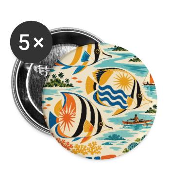 Erkunden Sie Aitutaki in der Retro-Lagune der Cookinseln - Buttons groß 56 mm (5er Pack) - Weiß - Vorne
