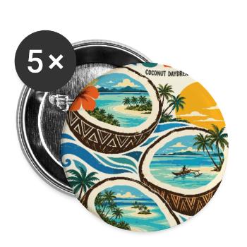 Erleben Sie Aitutaki in der Retro-Lagune der Cookinseln - Buttons groß 56 mm (5er Pack) - Weiß - Vorne