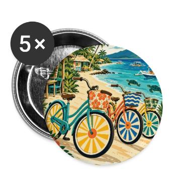 Erleben Sie Gili Islands Indonesien Retro Tropical - Buttons groß 56 mm (5er Pack) - Weiß - Vorne