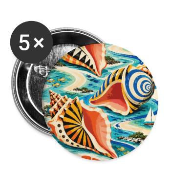 Erleben Sie Exuma auf den Bahamas – Retro-Insel-Tagträume - Buttons groß 56 mm (5er Pack) - Weiß - Vorne