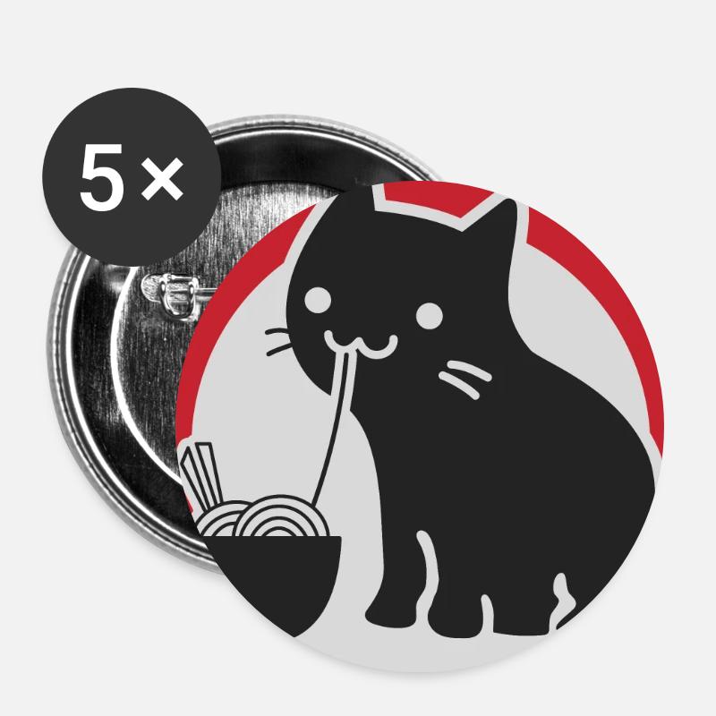 neko black love ramen - Buttons large 2.2''/56 mm (5-pack) - white