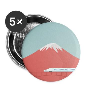 Japanese mountain scenery with Shinkansen - Buttons large 2.2''/56 mm (5-pack) - white - Front