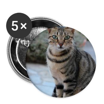 Cadeau mignon pour chats pour les amoureux des chats - Lot de 5 grands badges (56 mm) - blanc - Devant