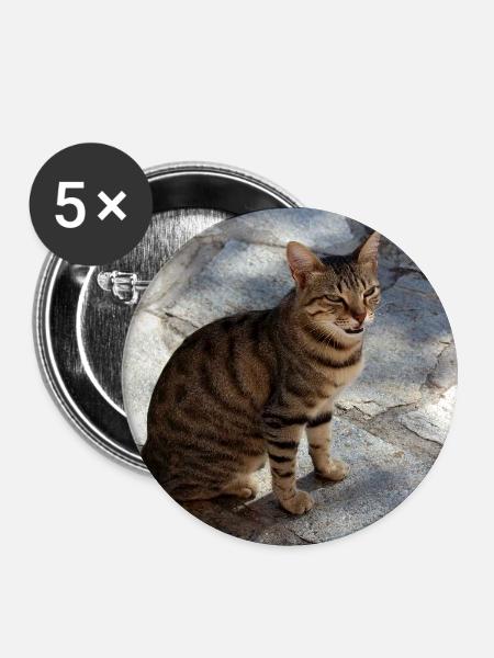 Katze Kätzchen - Buttons groß 56 mm (5er Pack) - Weiß