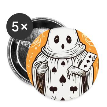 Tarot Karte Geist mit Pik Ass Karte - Buttons groß 56 mm (5er Pack) - Weiß - Vorne