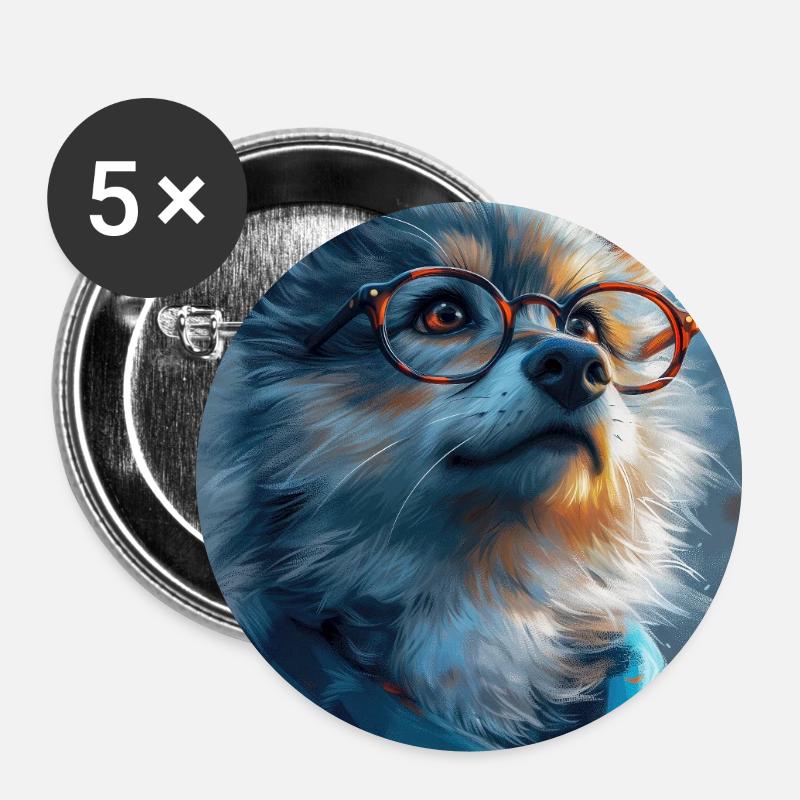 Funny Wolf Illustration Poster - Buttons large 2.2''/56 mm (5-pack) - white