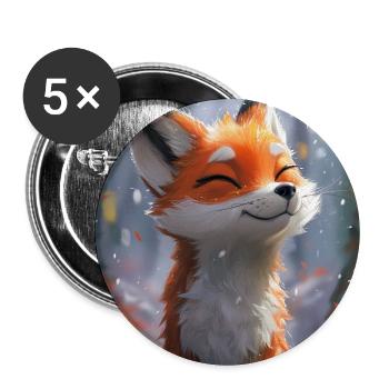Fox Illustration Poster - Buttons large 2.2''/56 mm (5-pack) - white - Front