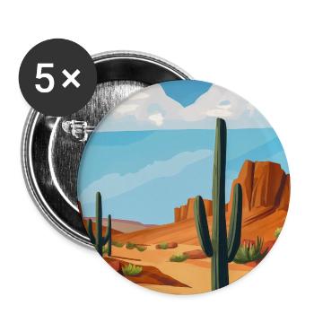Desert Landscape Illustration Poster - Buttons large 2.2''/56 mm (5-pack) - white - Front
