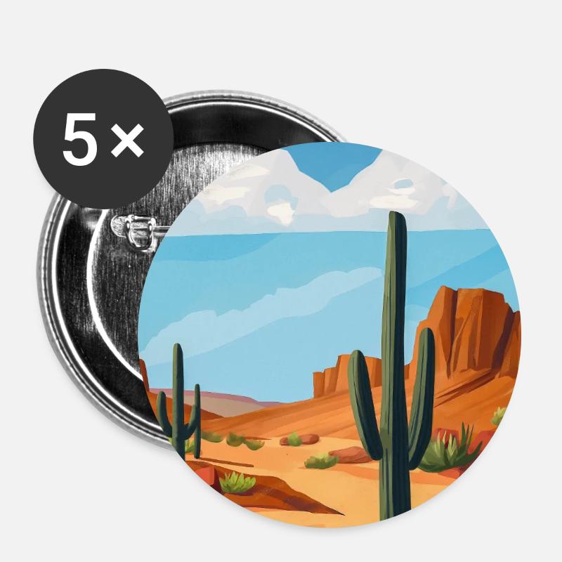 Desert Landscape Illustration Poster - Buttons large 2.2''/56 mm (5-pack) - white