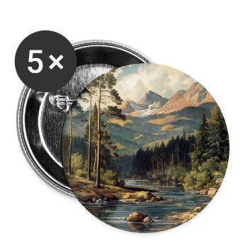 Mountain Landscape Illustration Poster - Buttons large 2.2''/56 mm (5-pack) - white - Front