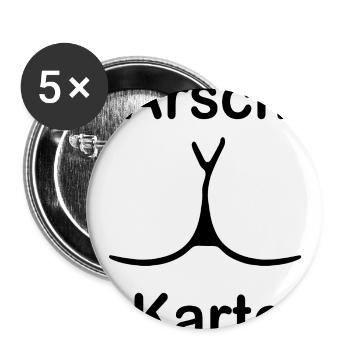 Arsch Karte Wortwitz Print - Buttons groß 56 mm (5er Pack) - Weiß - Vorne