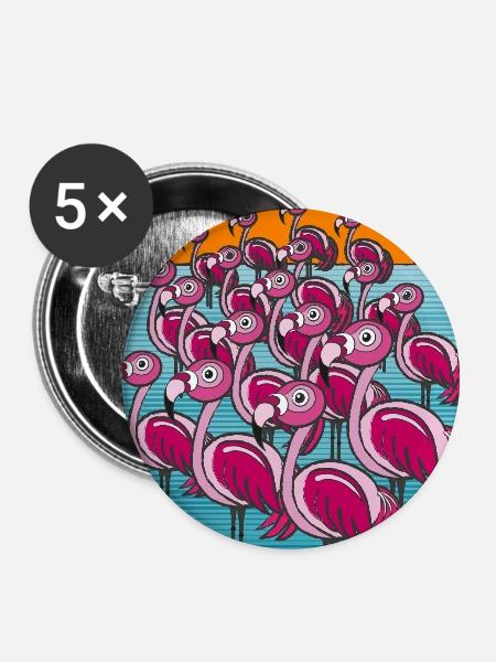 Flamingosssss - Buttons groß 56 mm (5er Pack) - Weiß