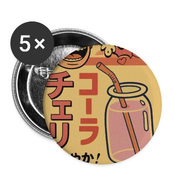 Retro Japanese Cherry Cola Poster - Buttons groß 56 mm (5er Pack) - Weiß - Vorne